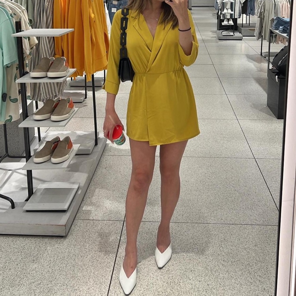 Forever 21 yellow mustard skort romper